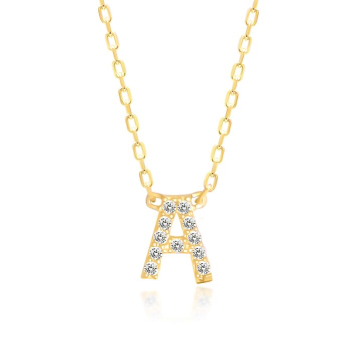 14K Gold Diamond Initial Necklace