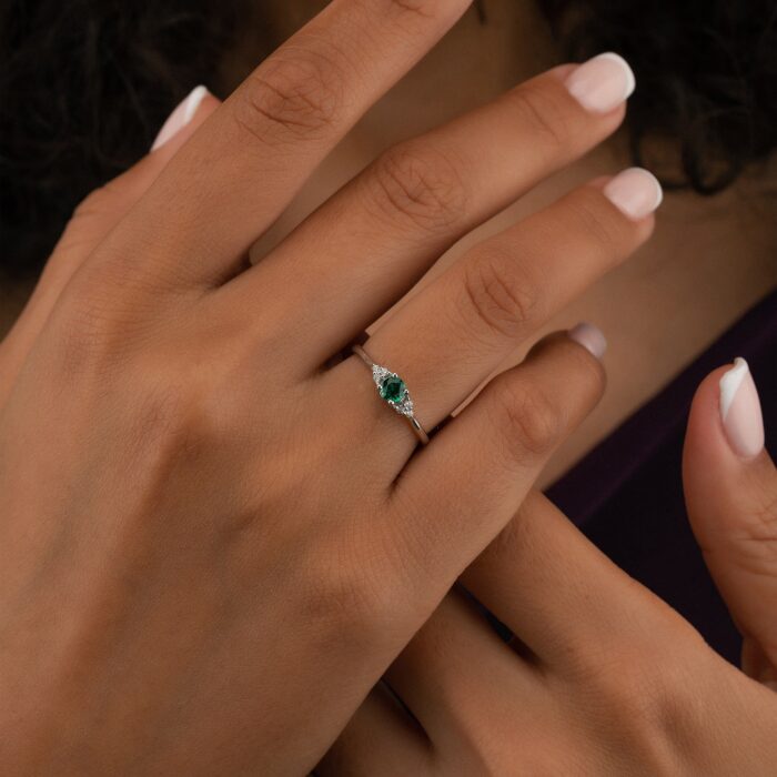 14K Natural Emerald Diamond Ring 2