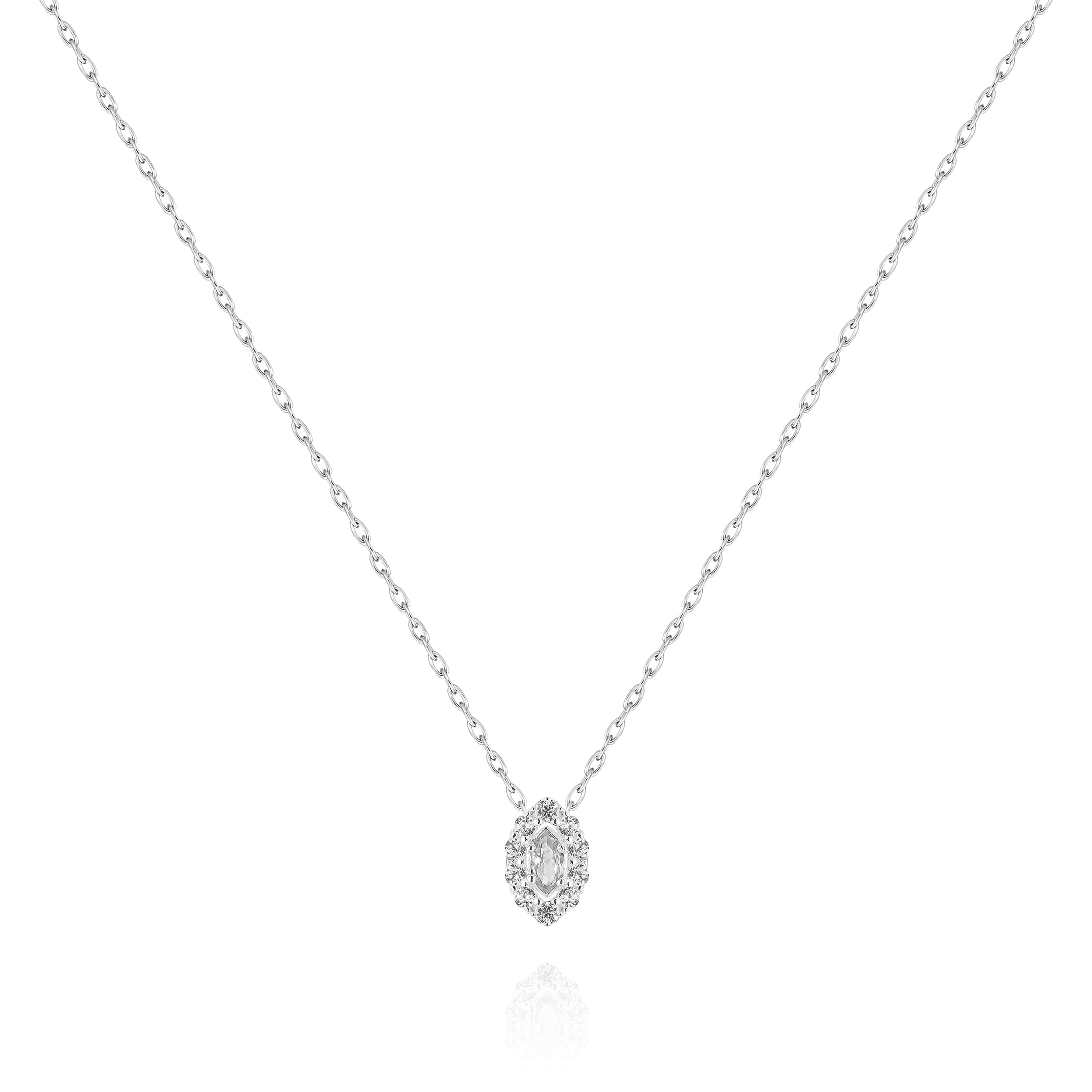 14K Natural Marquise Diamond Necklace