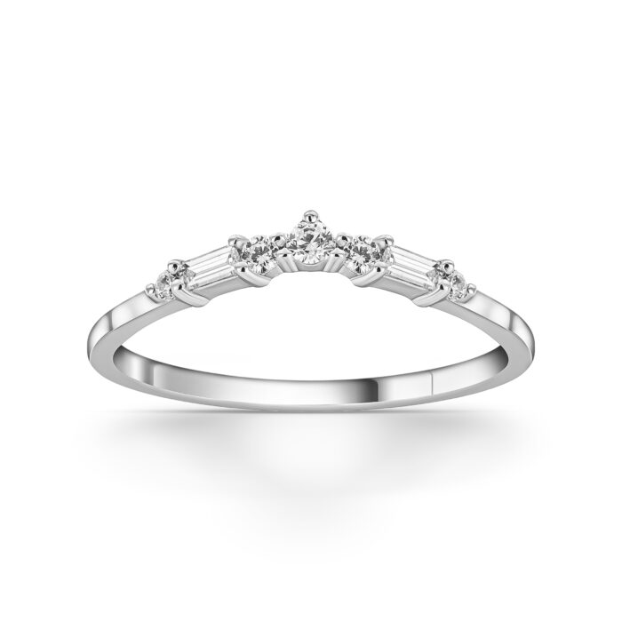 14k Baguette Diamond V Ring