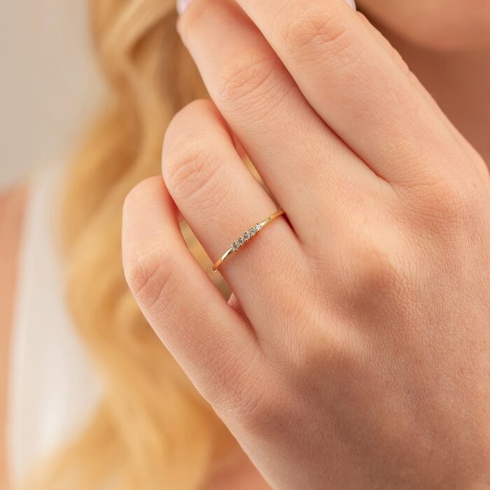 14k Gold Dainty Diamond Ring 3