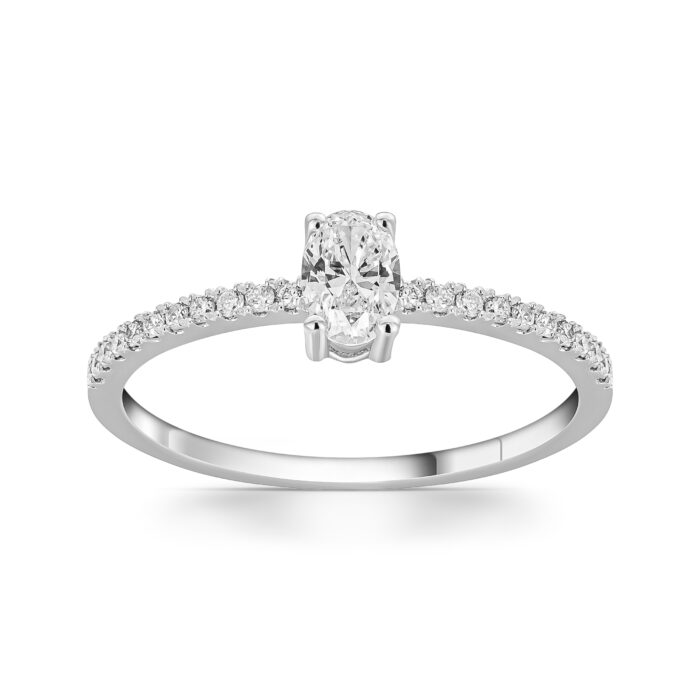 14k Natural oval diamond wedding band