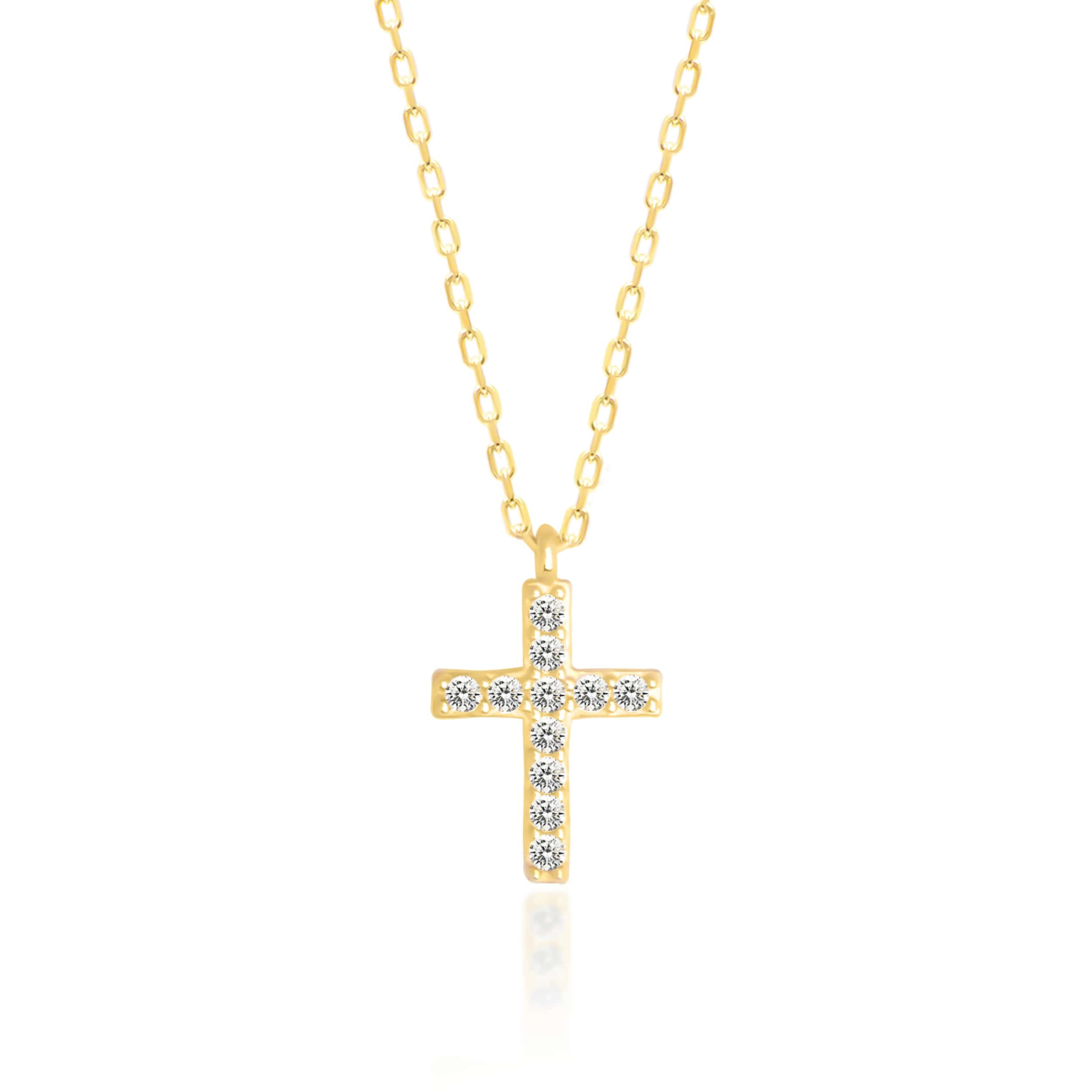 14k Solid Dainty Diamond Cross Necklace1 1