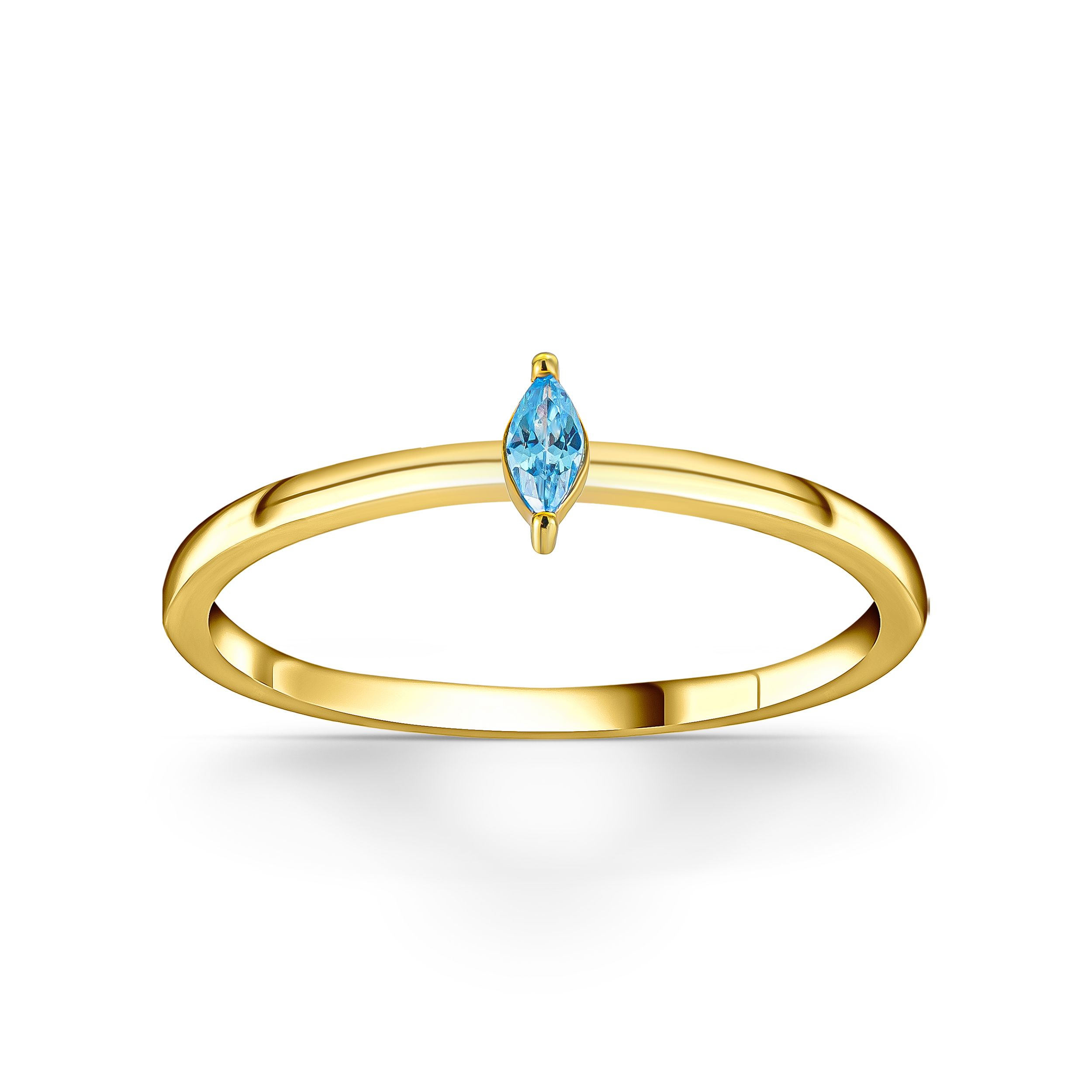 14k Solid Gold Marquise Aquamarine Tiny Ring