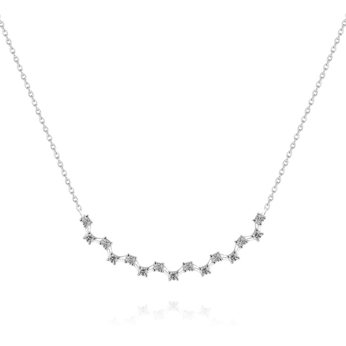 Curved Cluster Diamond Necklace