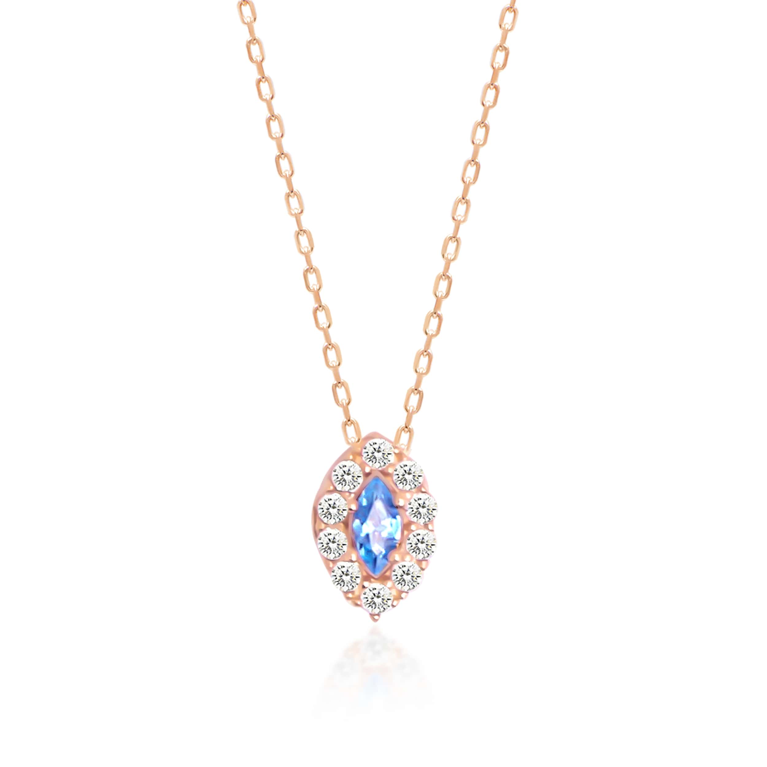 Diamond Aquamarine Necklace Solid Gold