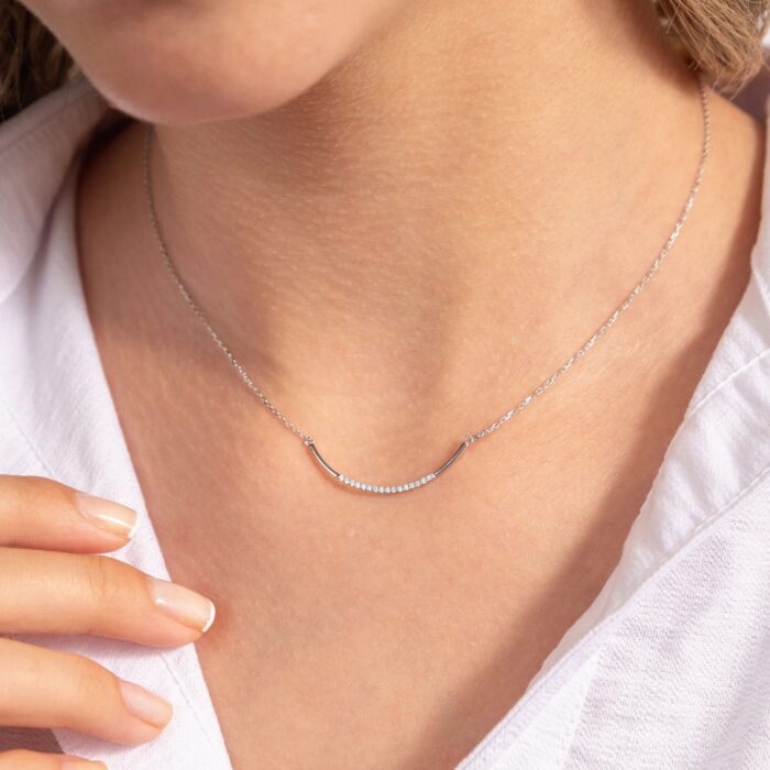 Diamond Bar Necklace in 14k Solid Gold 2