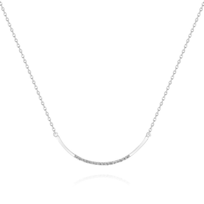 Diamond Bar Necklace in 14k Solid Gold