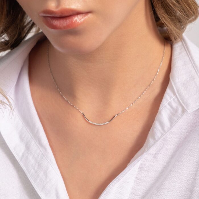 Diamond Bar Necklace in 14k Solid Gold3