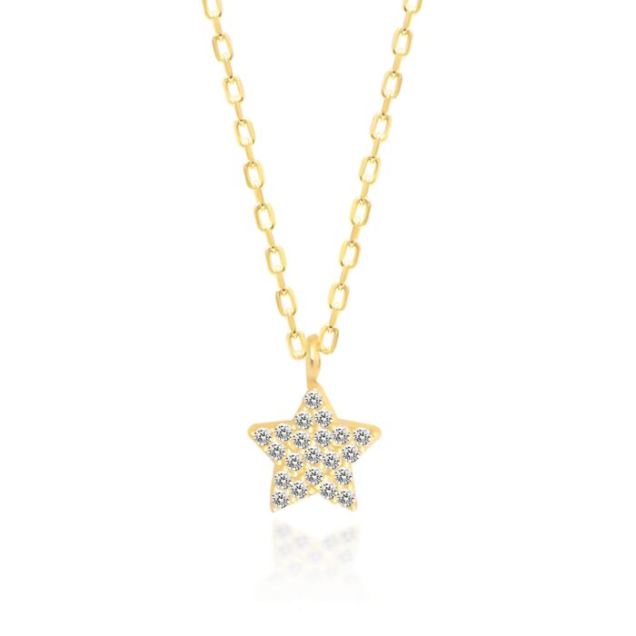 Diamond Star Necklace in 14K Solid Gold