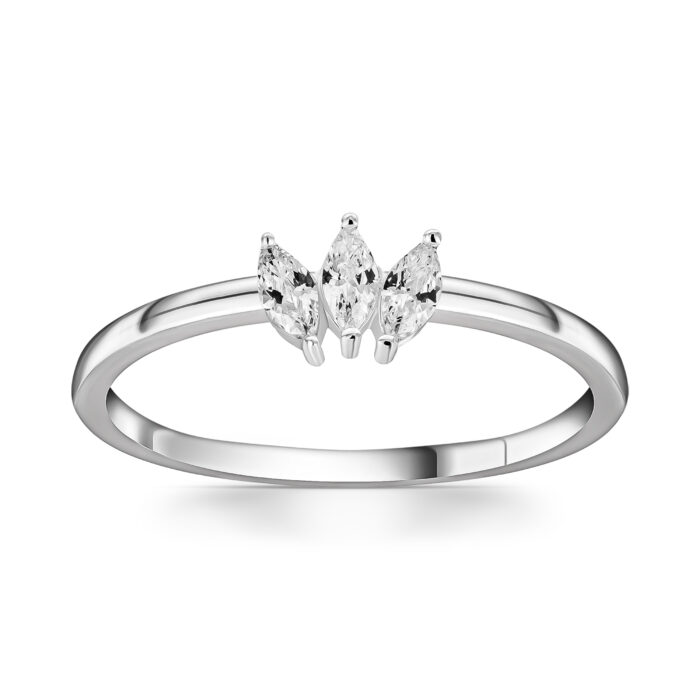 Minimalist Three Diamond Marquise Ring