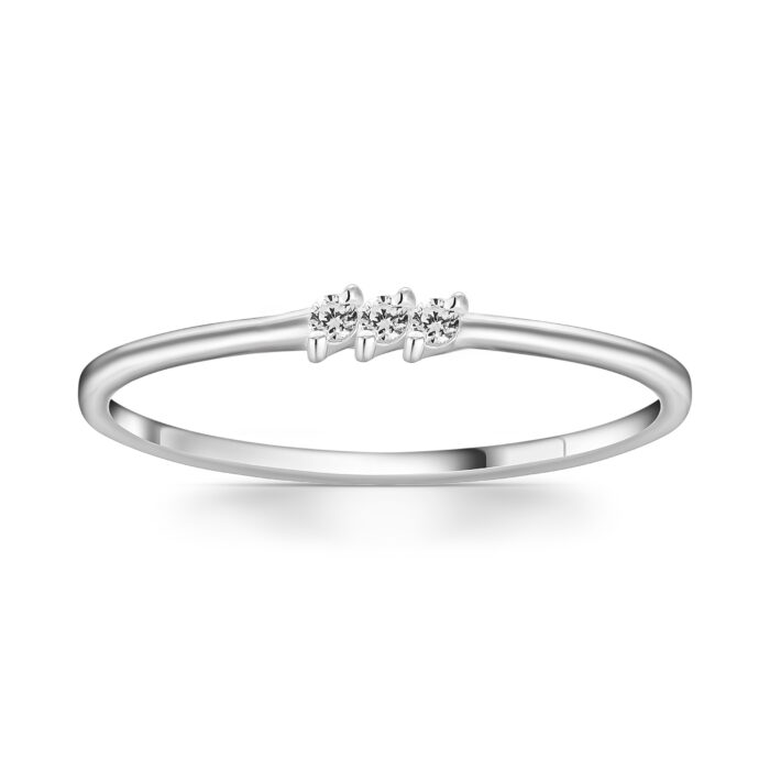 Three Diamond 14k Stacking Ring